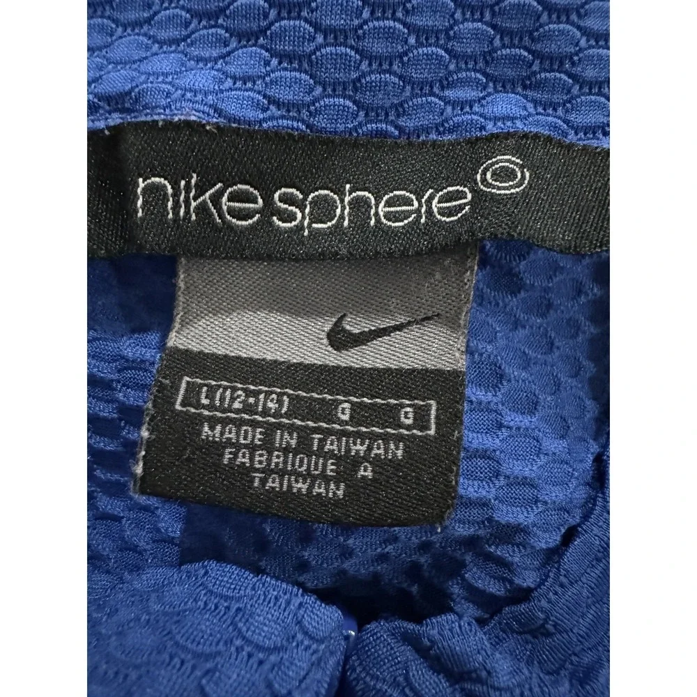 Nike Sphere Youth Blue Cycling Shirt Large (12-14) Back Pockets 3/4 Zip